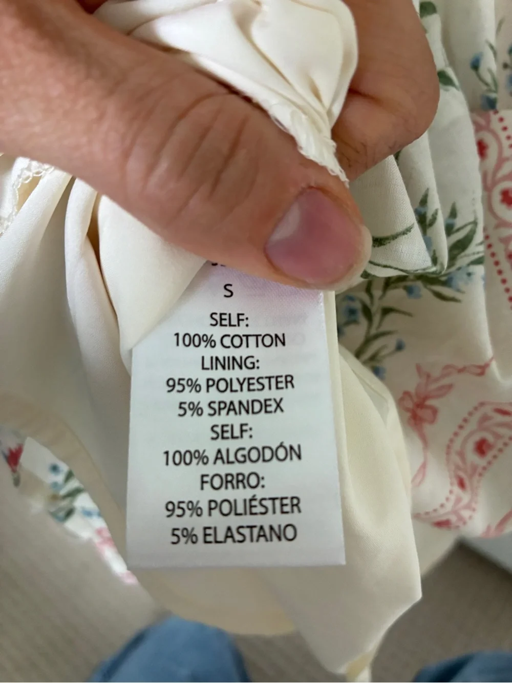NWT 100% cotton Storia Cream and Pink Floral Puff-Sleeve Midi Dress - Picture 10 of 11